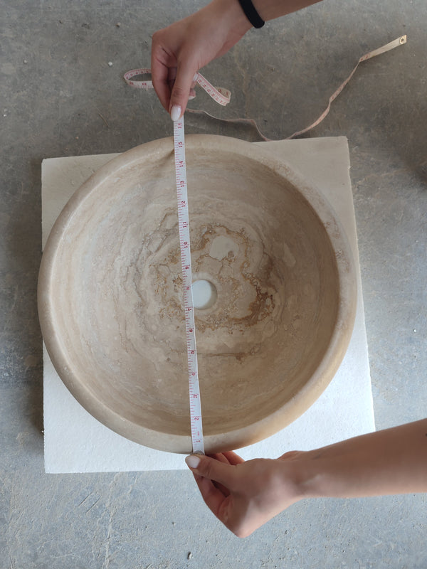 Natural Stone Light Travertine Vessel Sink (D)16