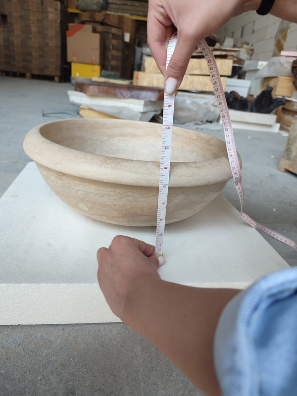 Natural Stone Light Travertine Vessel Sink (D)16