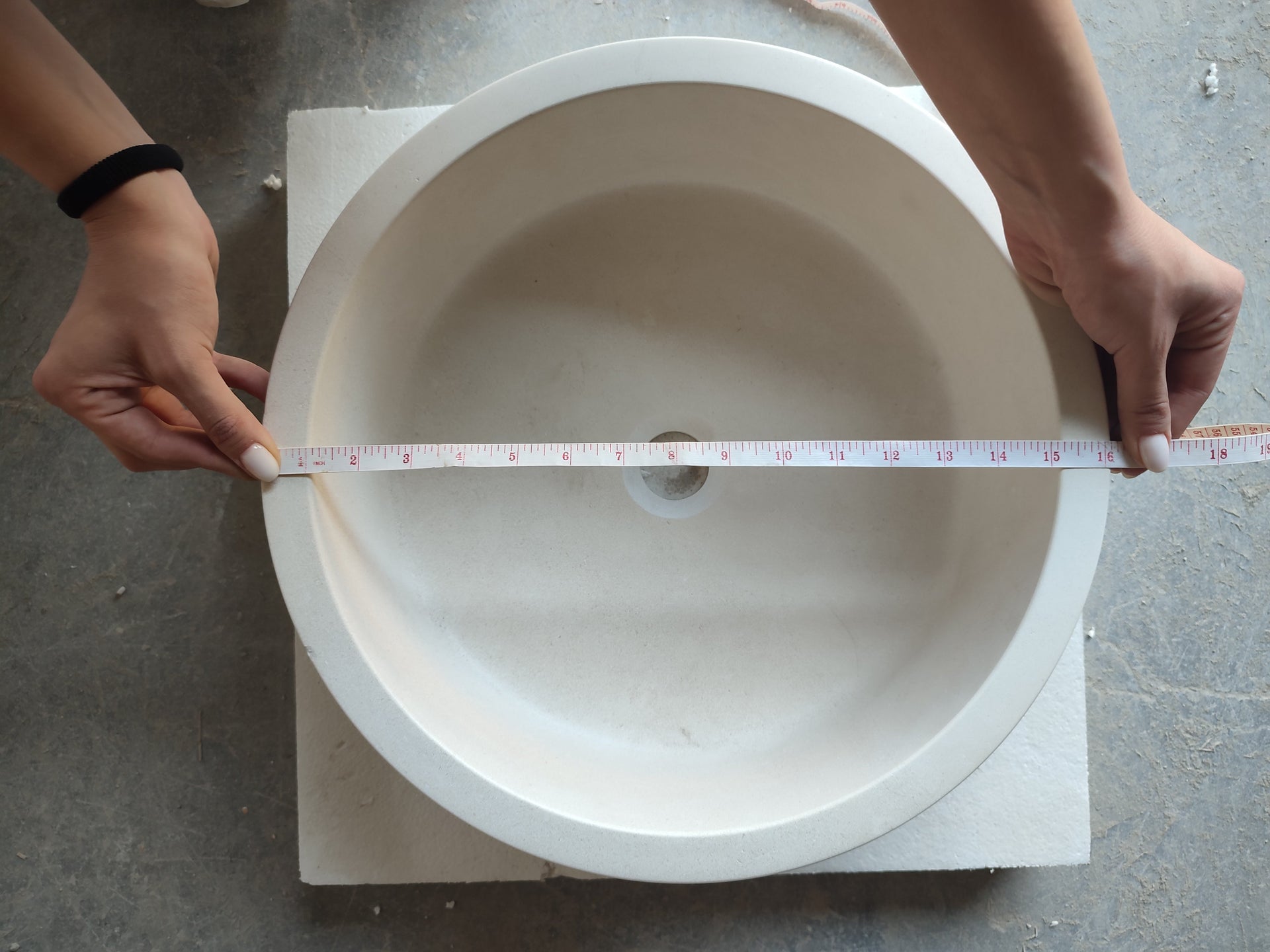 Natural Stone Limestone Tapered Sink Honed-Matte  (D)16
