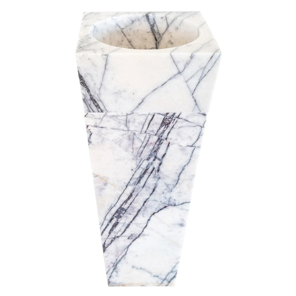 Natural Stone New York White Marble Pedestal Cone Shaped Sink Polished (W)16