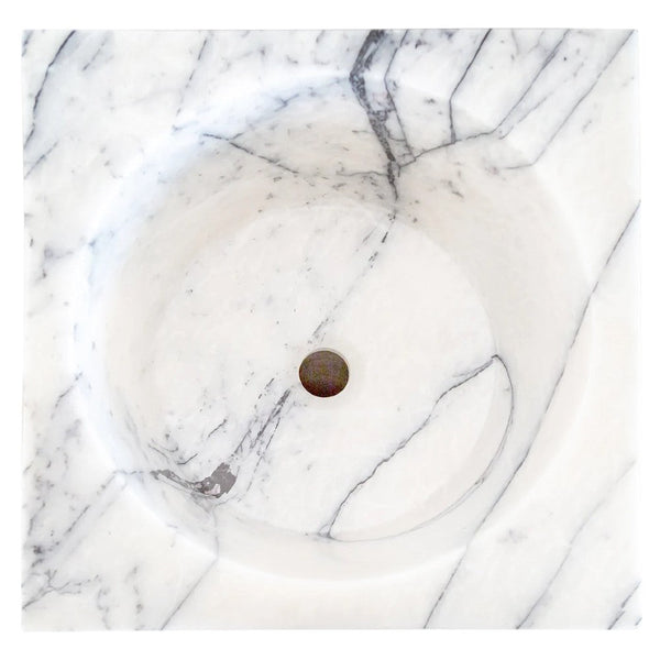 Natural Stone New York White Marble Pedestal Cone Shaped Sink Polished (W)16