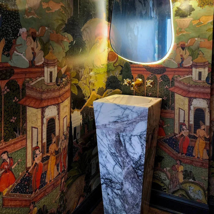 Natural Stone New York White Marble Stand-alone Pedestal Cone Shaped Bathroom Sink