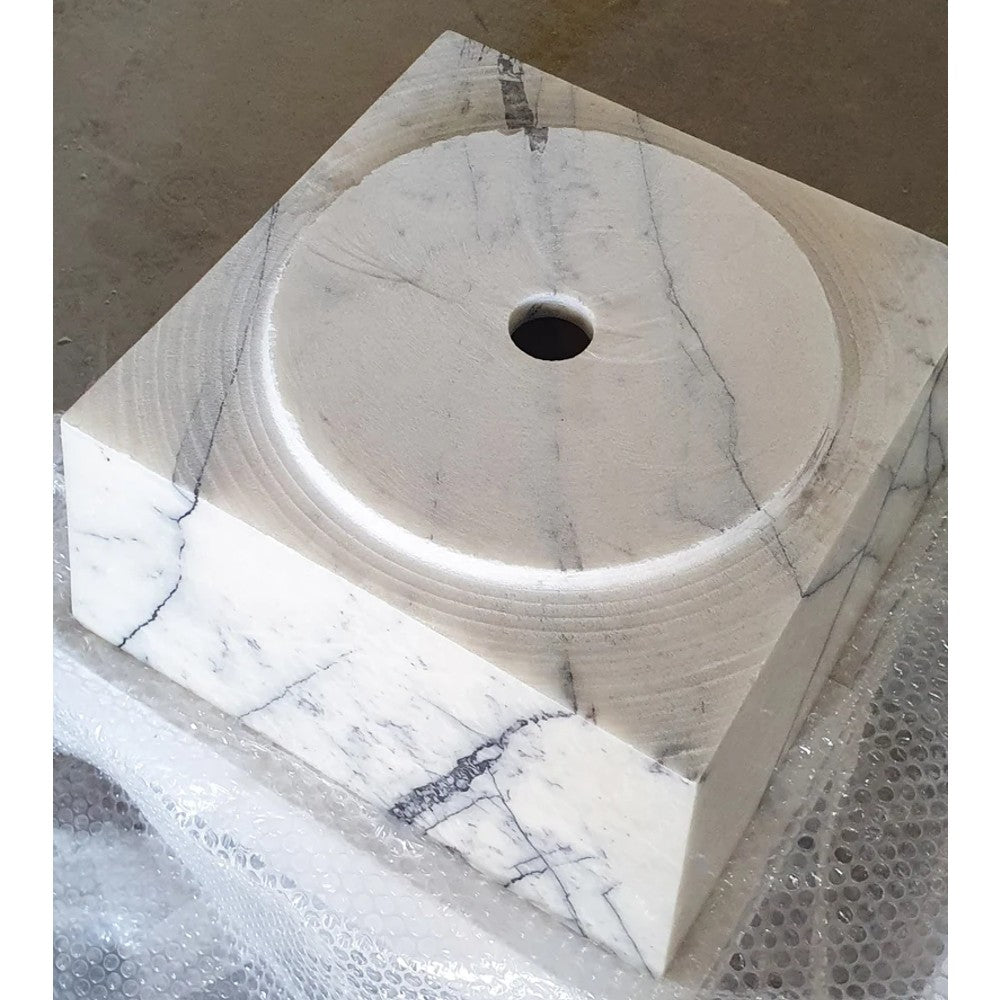 Natural Stone New York White Marble Pedestal Cone Shaped Sink Polished (W)16