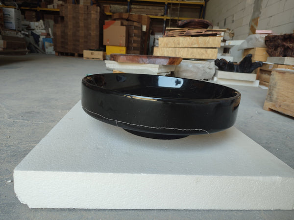 Natural Stone Toros Black Marble Above Counter Vessel Sink Polished (D)16