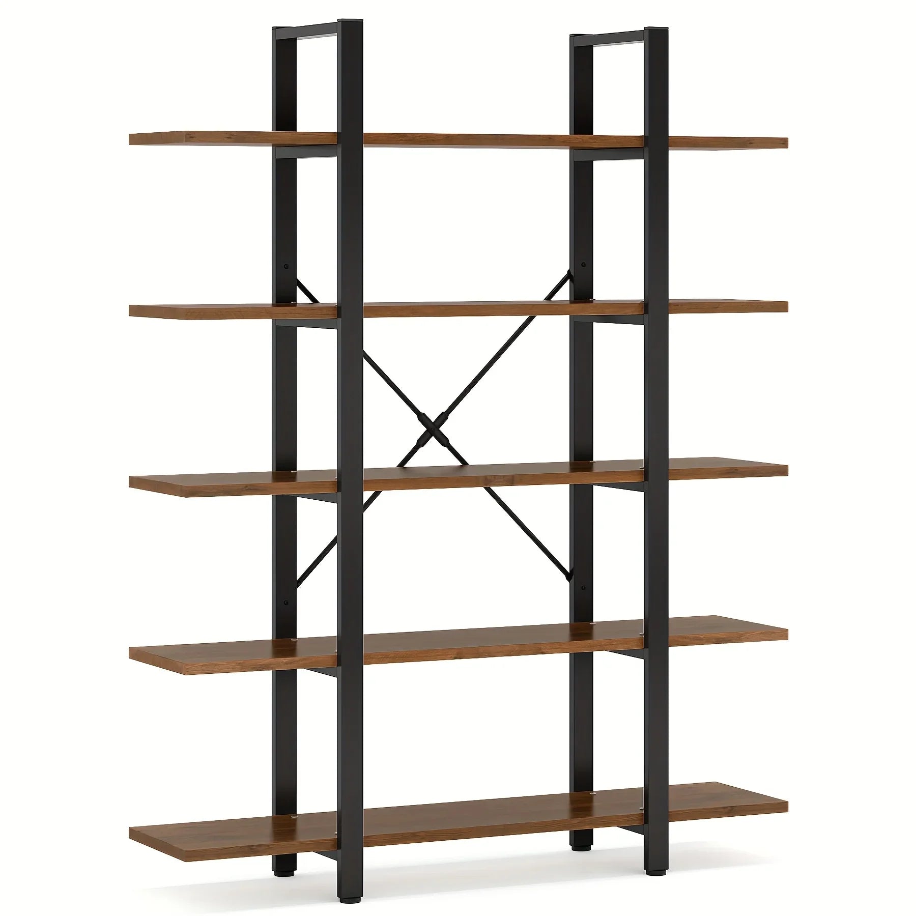 Natural Wood Multi-Compartment Bookshelf with Storage Design