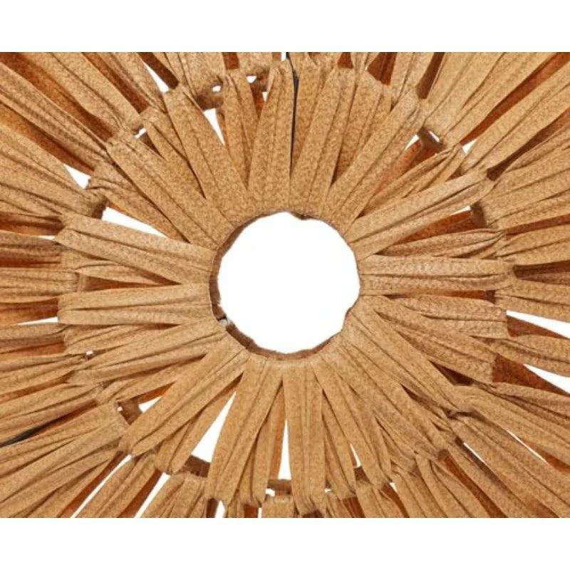 Natural Woven Rattan Circle Sculpture on Stand for Modern Home Decor