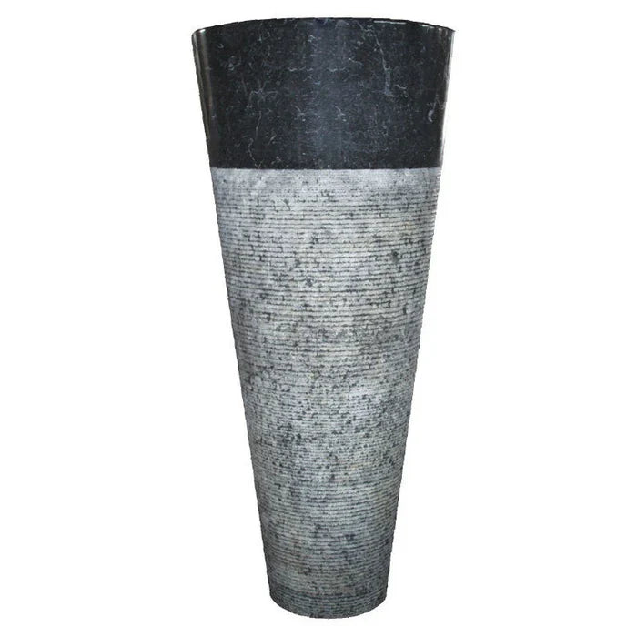 Natural Stone Black Marble Stand-alone Conical Shape Pedestal Sink (W)16