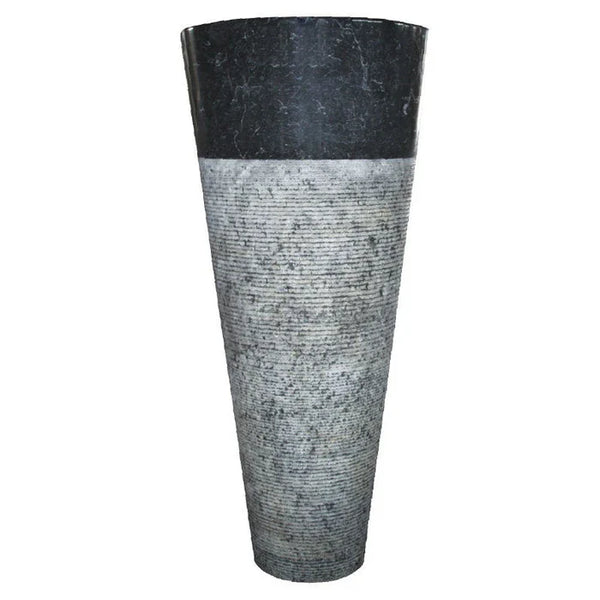 Natural Stone Black Marble Stand-alone Conical Shape Pedestal Sink (W)16