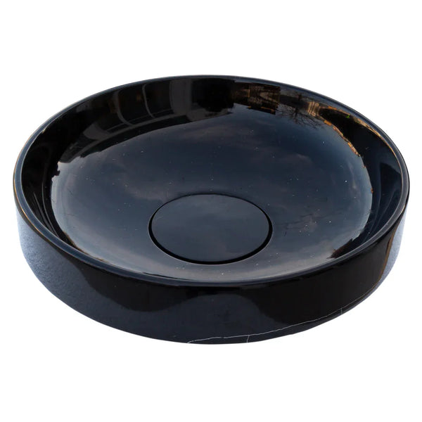 Toros Black Marble Above Vanity Designer Bathroom Sink Middle Drain Cap (D)16