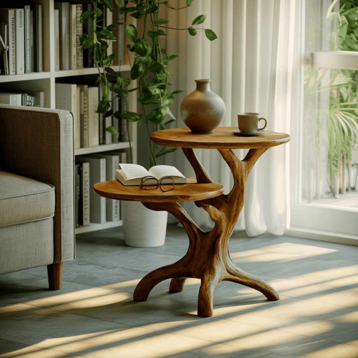 Natural Root Solid Wood Side Table