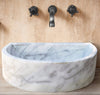 Natural Stone Carrara White Marble Wall-Mount Bathroom Marble Sink (W)24