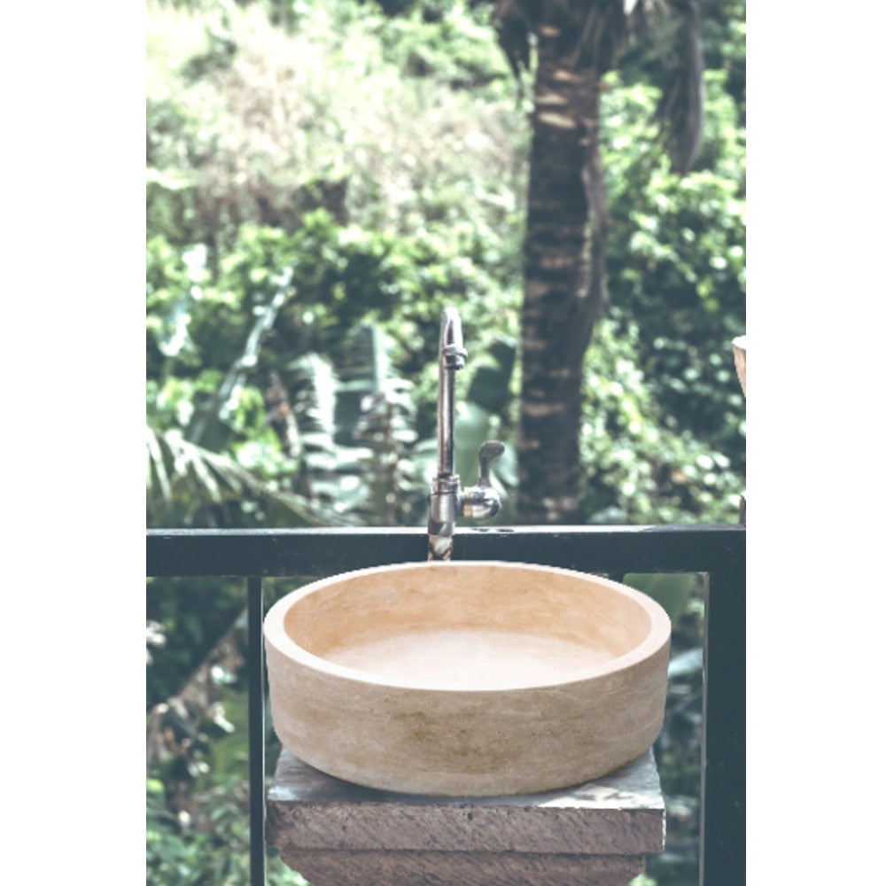 Natural Stone Classic Travertine Round Shape Vessel Sink (D)16