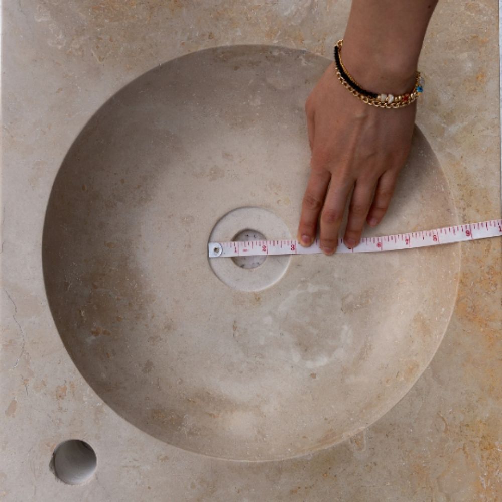 Natural Stone Troia Light Travertine Above Counter Wavy Shape Sink (W)16