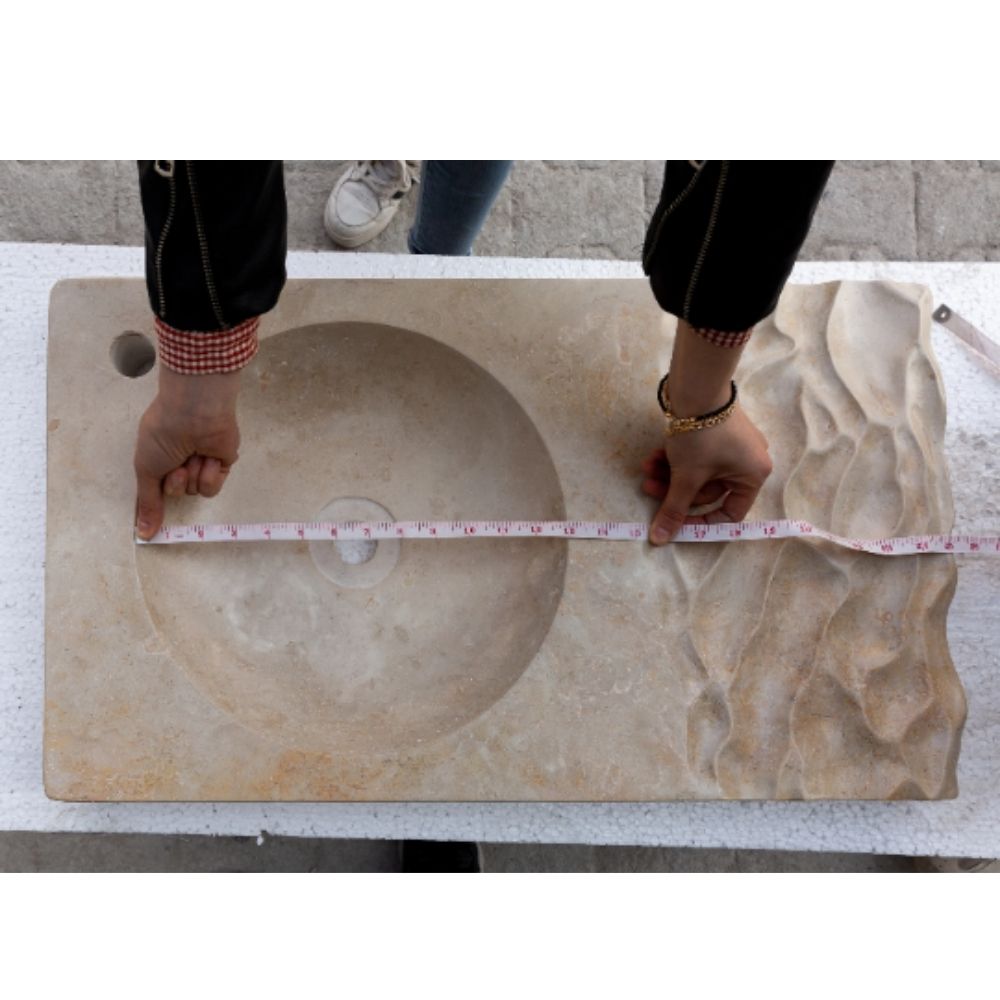 Natural Stone Troia Light Travertine Above Counter Wavy Shape Sink (W)16