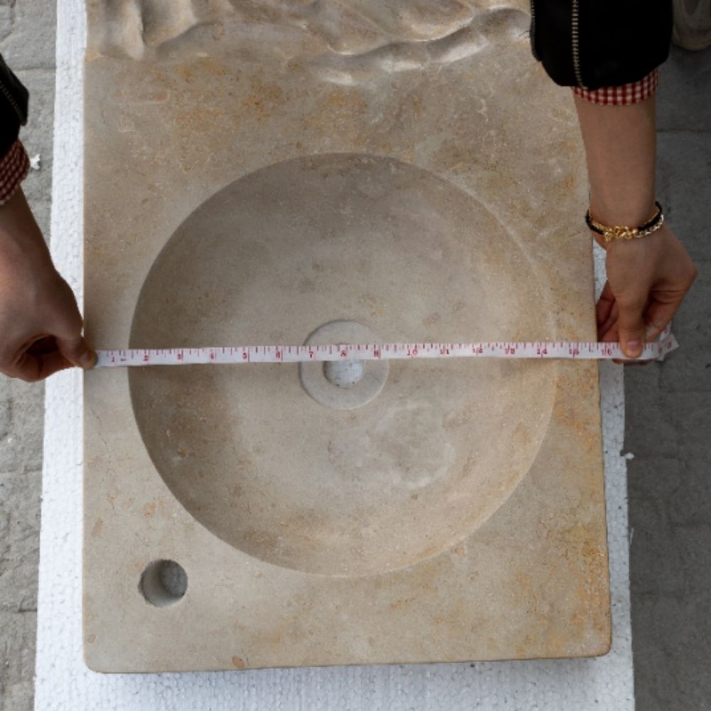 Natural Stone Troia Light Travertine Above Counter Wavy Shape Sink (W)16