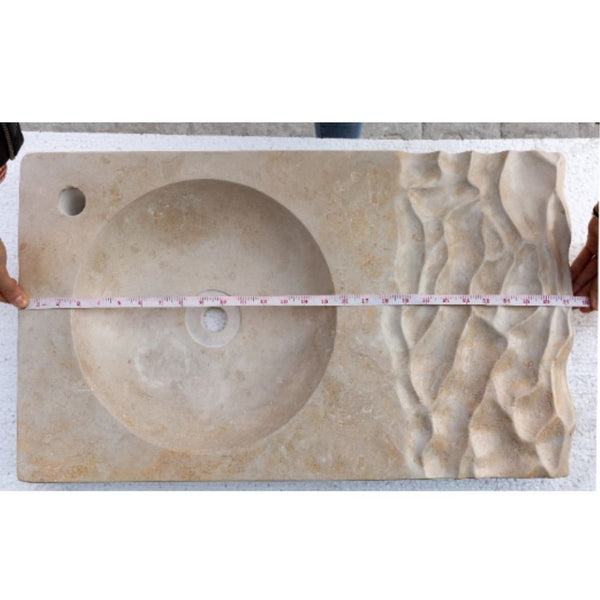 Natural Stone Troia Light Travertine Above Counter Wavy Shape Sink (W)16