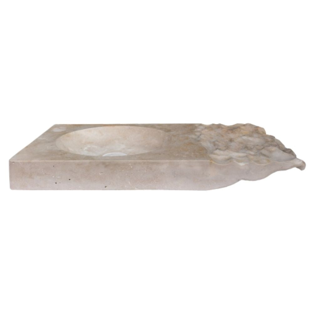 Natural Stone Troia Light Travertine Above Counter Wavy Shape Sink (W)16