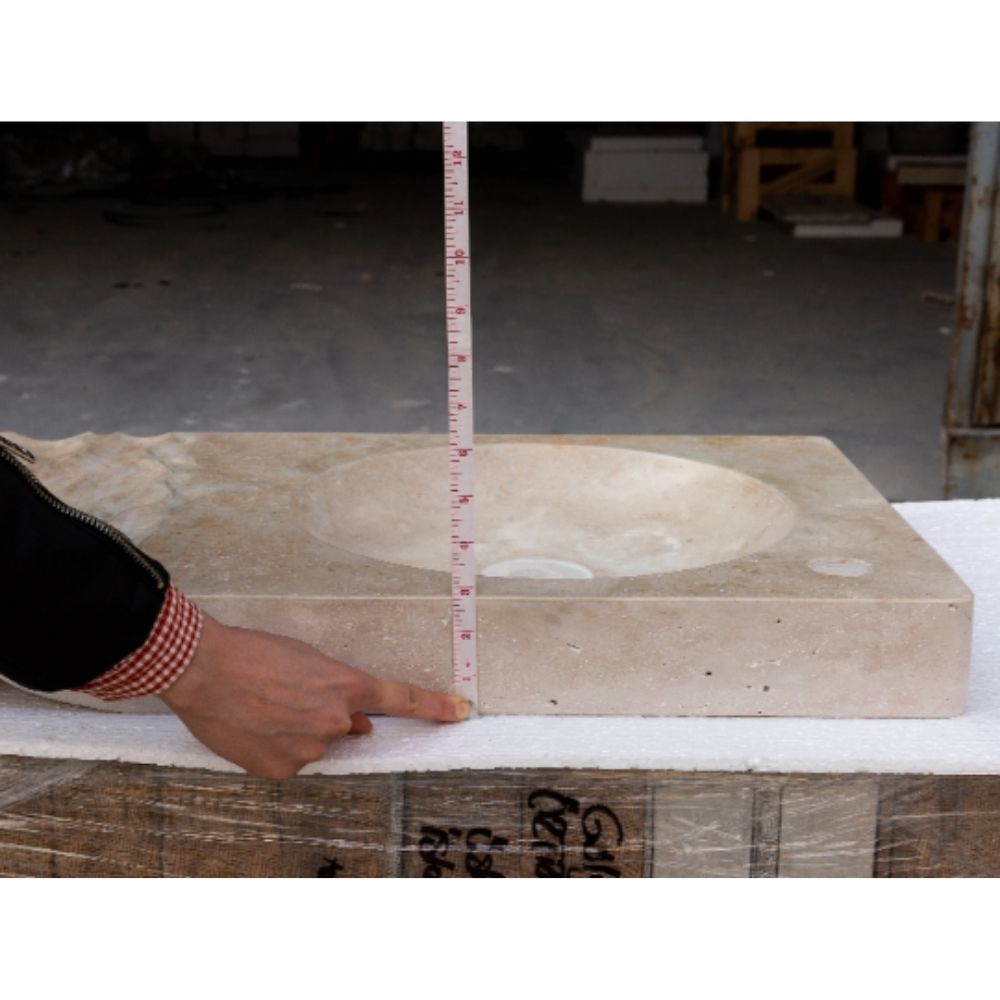 Natural Stone Troia Light Travertine Above Counter Wavy Shape Sink (W)16