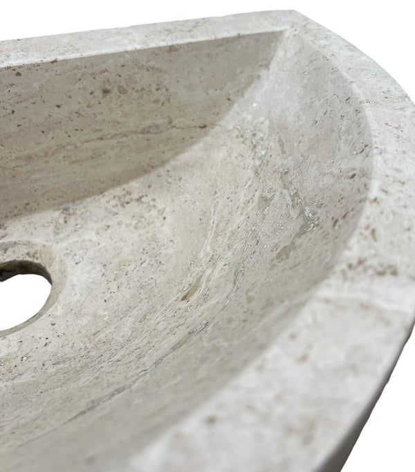 Natural Stone Deep Half Light Travertine Special Design Vessel Sink Honed and Filled (W)10