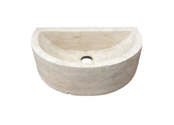 Natural Stone Deep Half Light Travertine Special Design Vessel Sink Honed and Filled (W)10