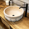 Natural Stone Light Travertine Pumpkin Shape Honed Vessel Sink (D)16