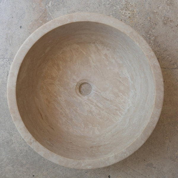 Natural Stone Light Split Face Travertine Vessel Sink (D)16