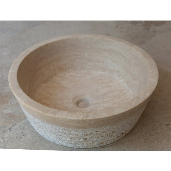 Natural Stone Light Split Face Travertine Vessel Sink (D)16