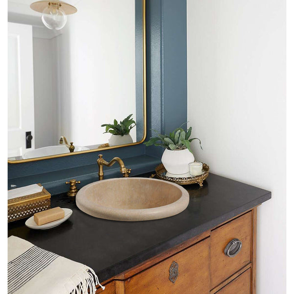 Natural Stone Light Travertine Vessel Sink (D)14