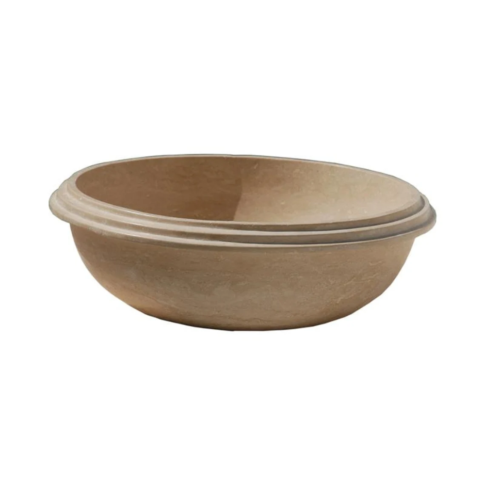 Natural Stone Light Travertine Stripe Edge Vessel Sink (D)16