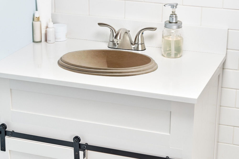 Natural Stone Light Travertine Stripe Edge Vessel Sink (D)16