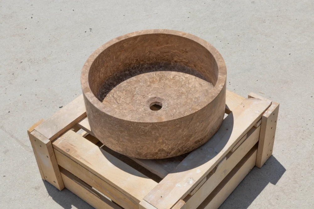 Natural Stone Noce Brown Travertine Vessel Sink (D)16