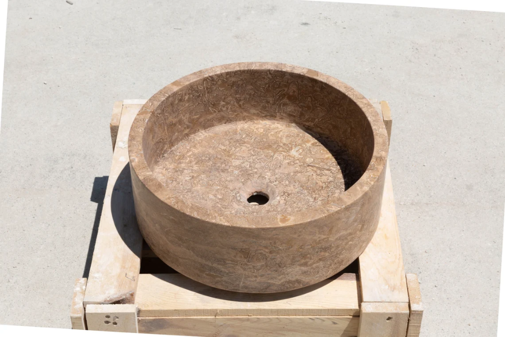 Natural Stone Noce Brown Travertine Vessel Sink (D)16