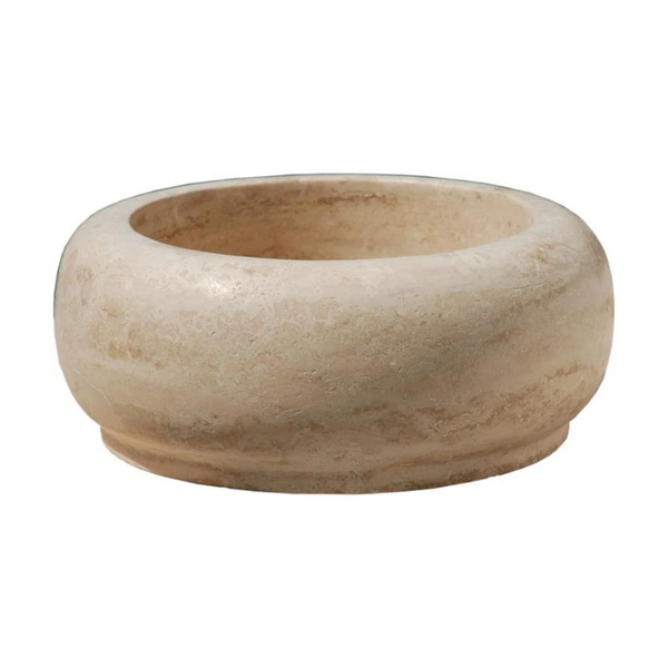 Natural Stone Round Light Travertine Vessel Sink (D)18