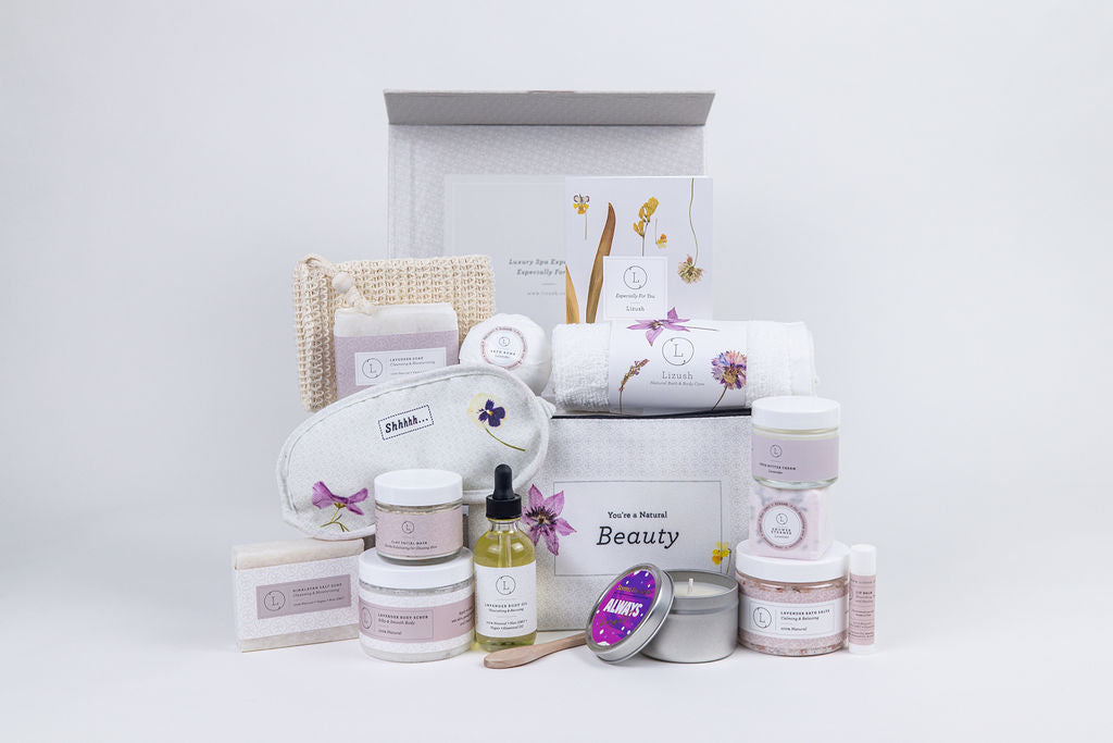 A Special Day Gift, Birthday Gift Basket, Lavender Natural Bath & Body -  Gift Box