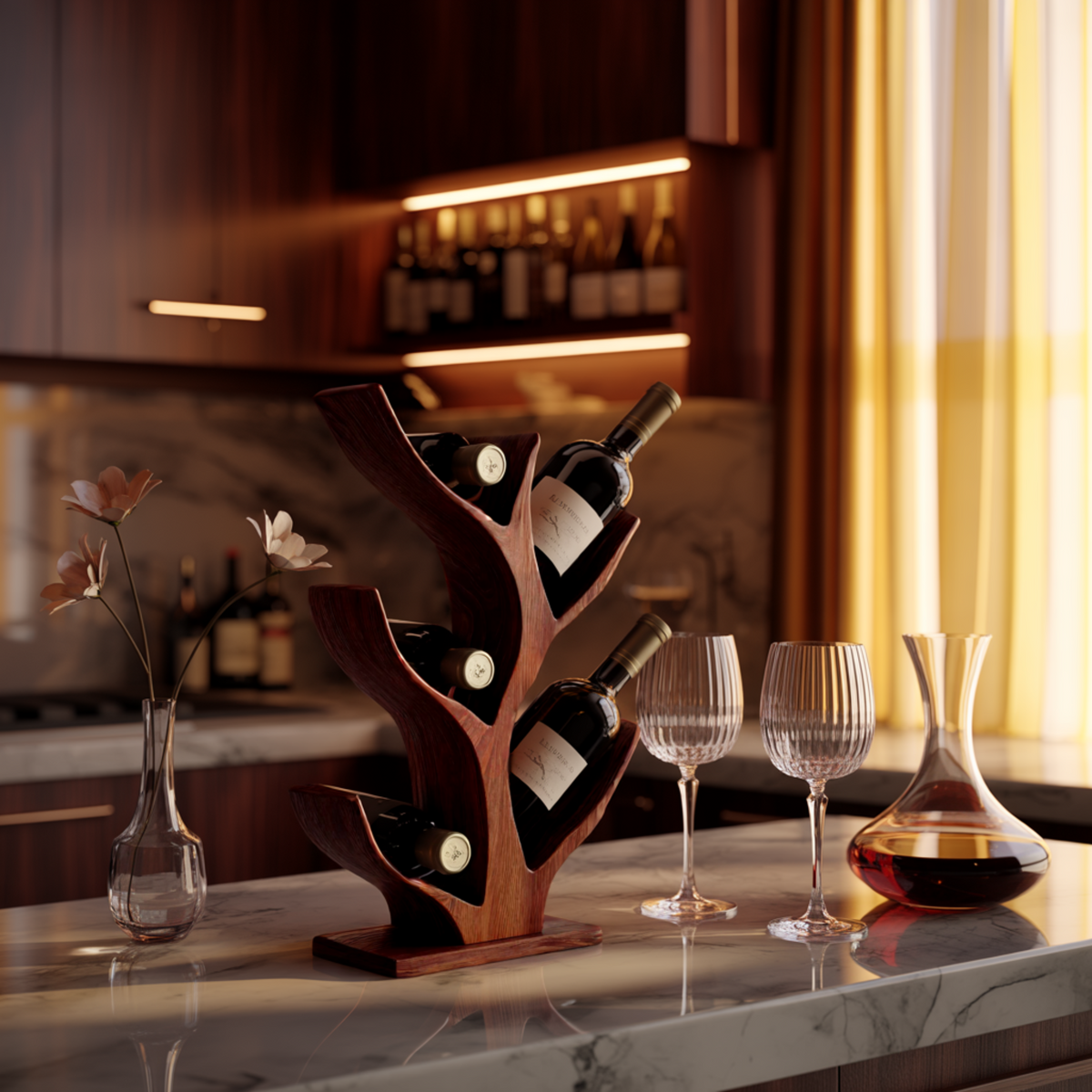 Nature Inspired Solid Wood Wine Rack
