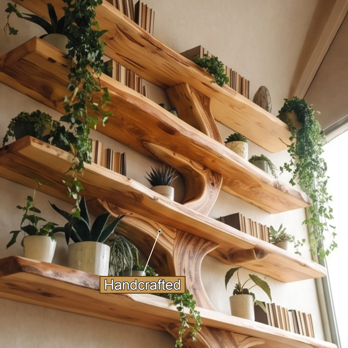 Natureroot Live-Edge Solid Wood Tree Bookshelf