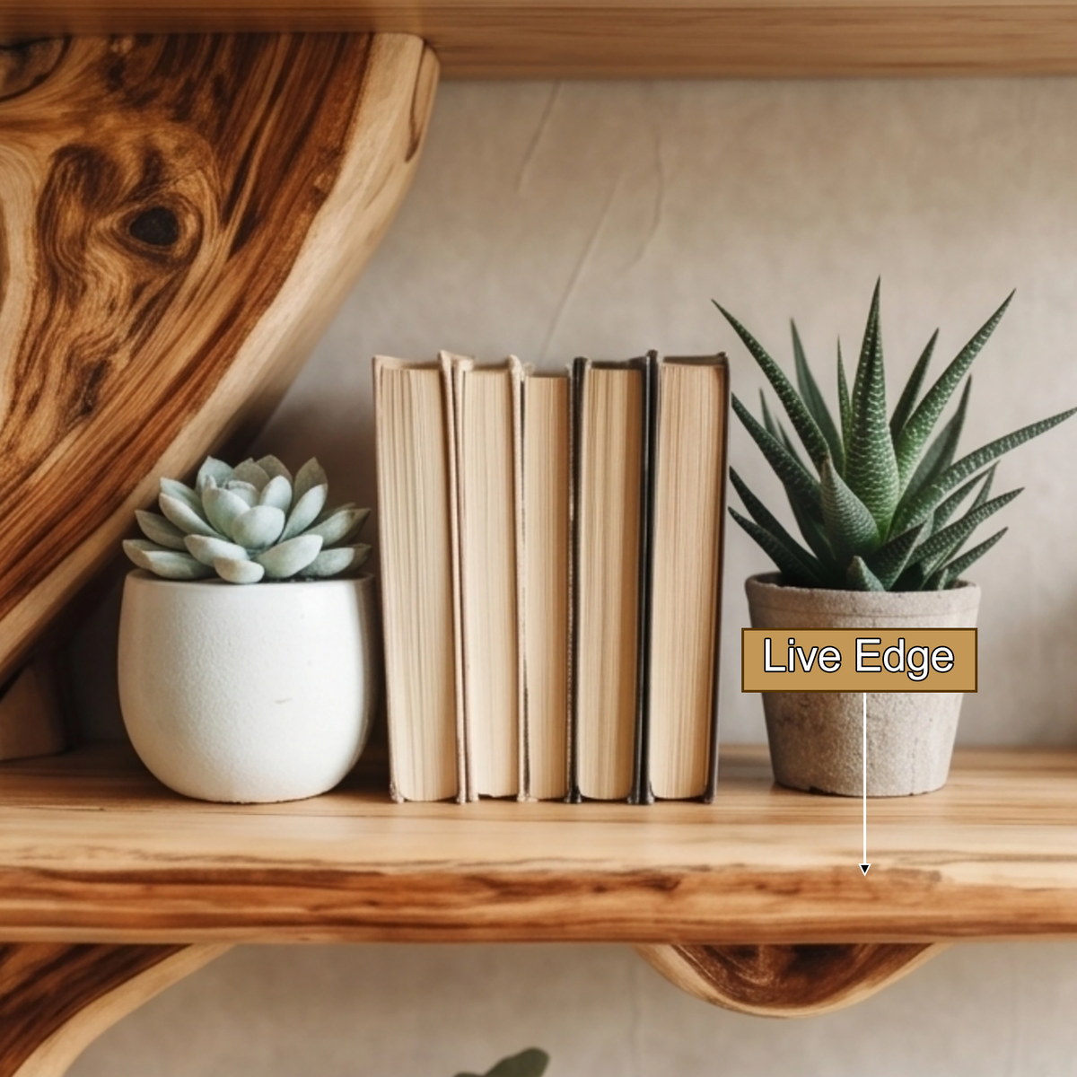Natureroot Live-Edge Solid Wood Tree Bookshelf