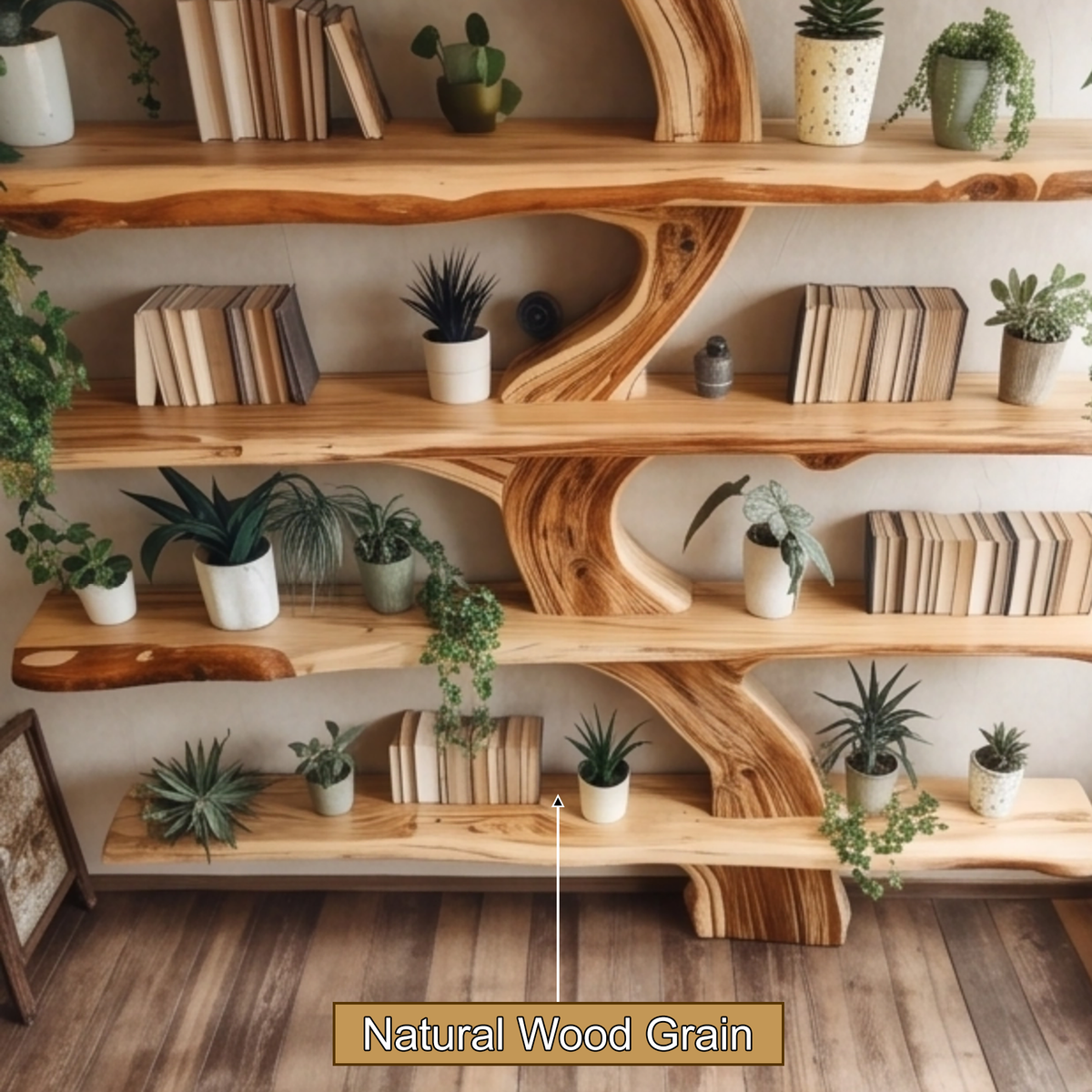 Natureroot Live-Edge Solid Wood Tree Bookshelf