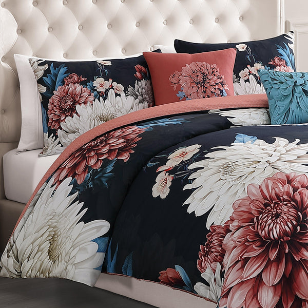 Bebejan Navy Mums 5 Piece Reversible Comforter Set