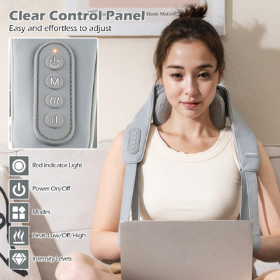 Neck Shoulder Massager 4D Deep Tissue Kneading Shiatsu Massage Machine-Gray