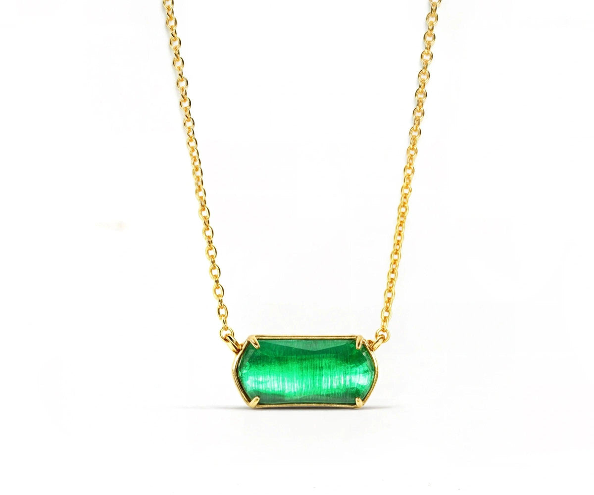 Aura Topaz Necklace in Green Emerald Pendant