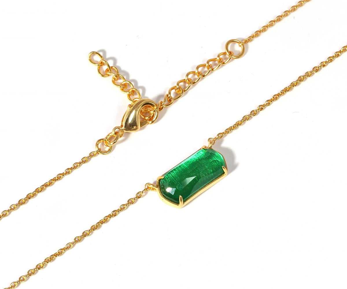 Aura Topaz Necklace in Green Emerald Pendant