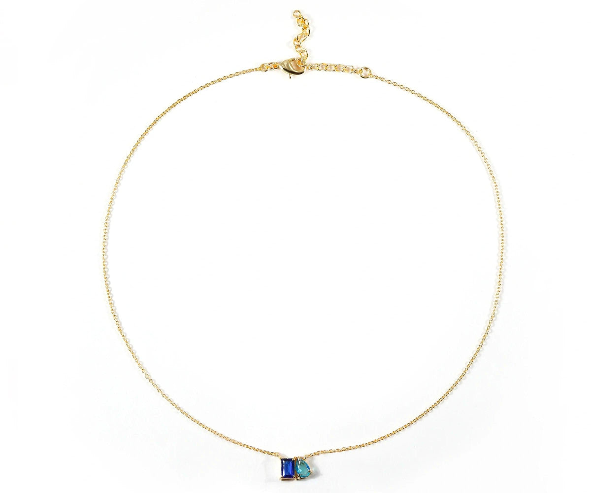 Blue sapphire Topaz Necklace - Toi Et Moi Necklace