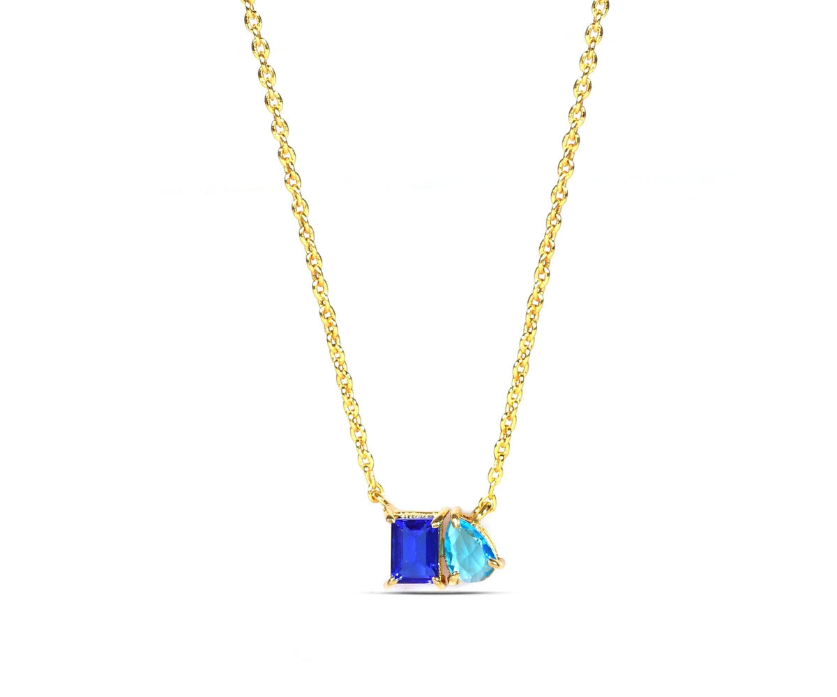 Blue sapphire Topaz Necklace - Toi Et Moi Necklace