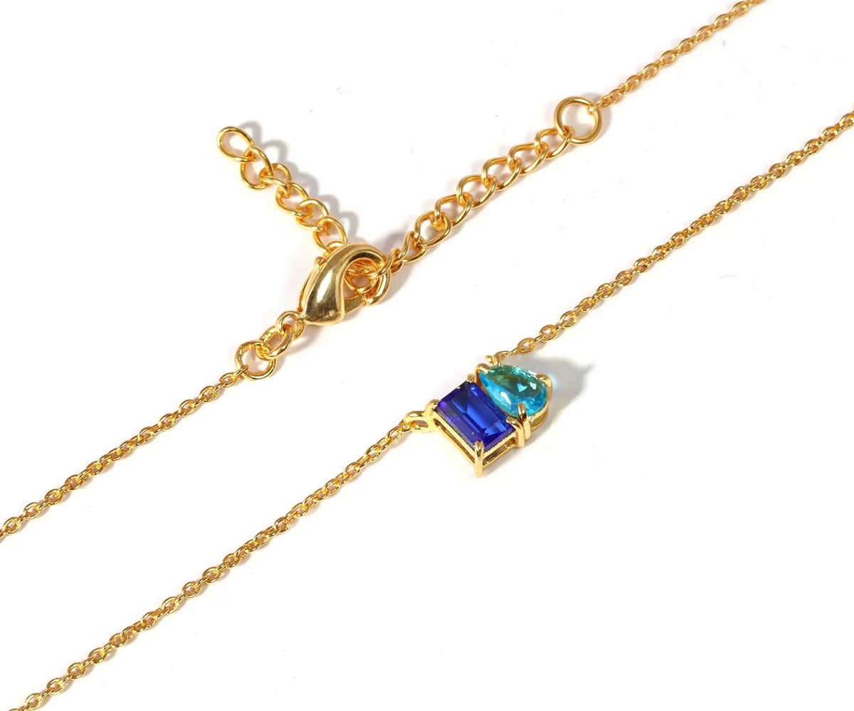 Blue sapphire Topaz Necklace - Toi Et Moi Necklace