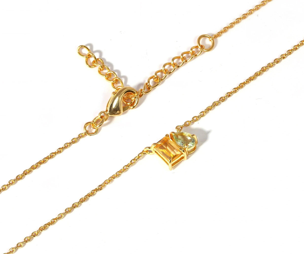 Green Amethyst Necklace With Citrine Necklace