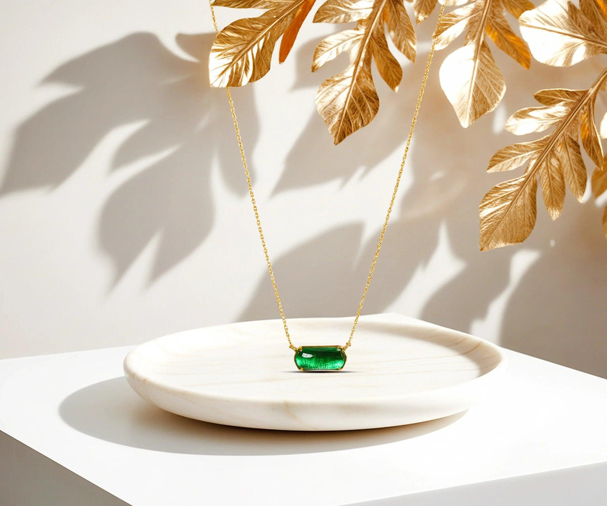 Aura Topaz Necklace in Green Emerald Pendant