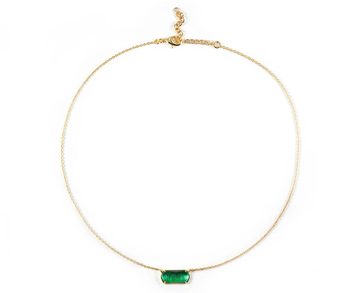Aura Topaz Necklace in Green Emerald Pendant