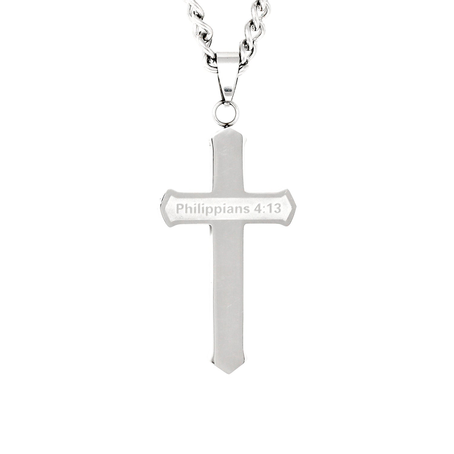 I Can Do All Things - Silver Etched Cross Necklace