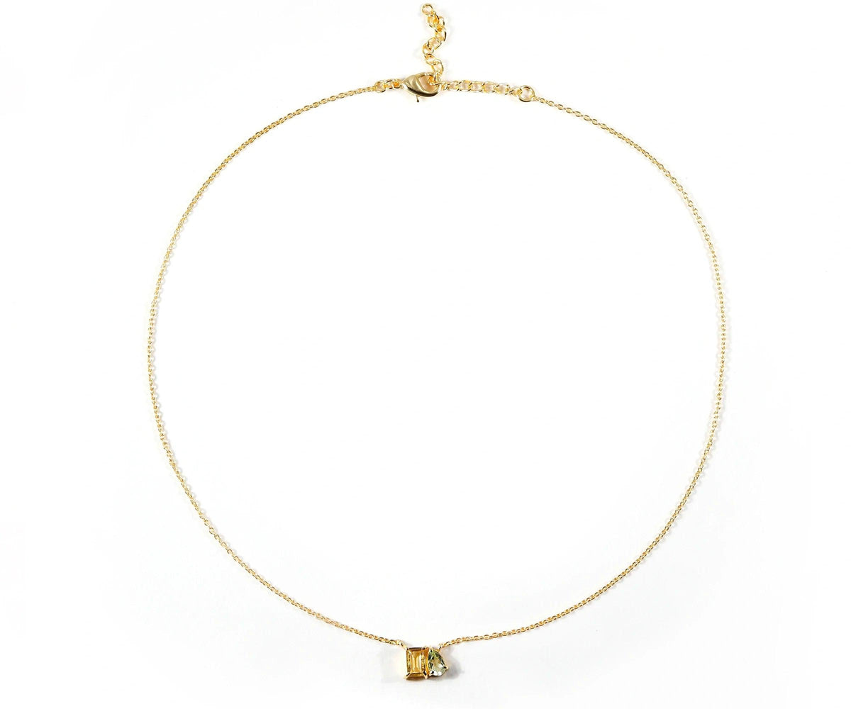 Green Amethyst Necklace With Citrine Necklace